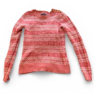 Vineyard Vines, Size Small Pink Fair Isle Patterned Women's Sweater,